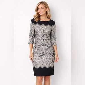 Vintage Adrianna Papell Black and Cream Lace Dress